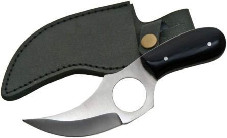 szco 6 inch finger hole skinning knife for hunting & outdoors mega blades