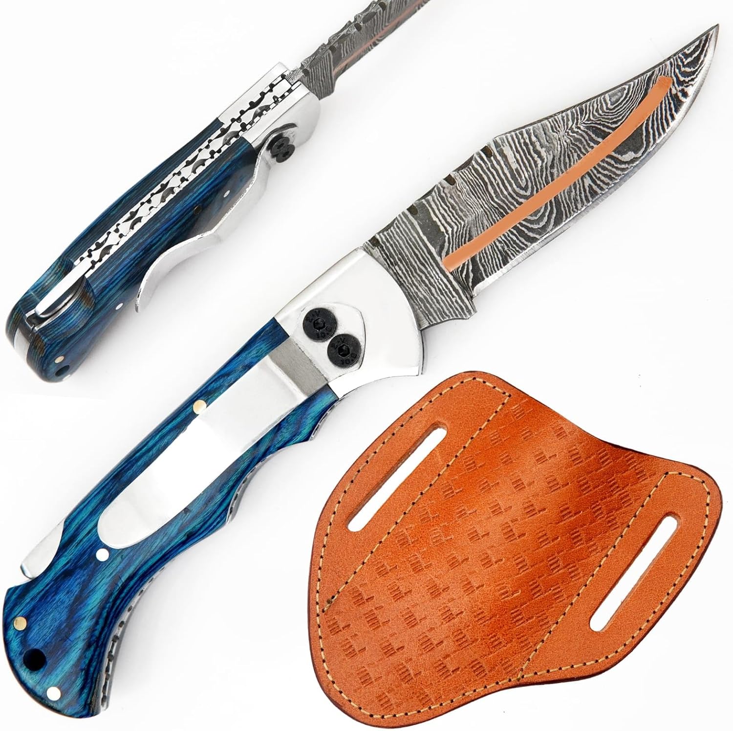 copper damascus pocket knife handmade folding edc tool mega blades copper damascus pocket knife handmade folding edc tool mega blades