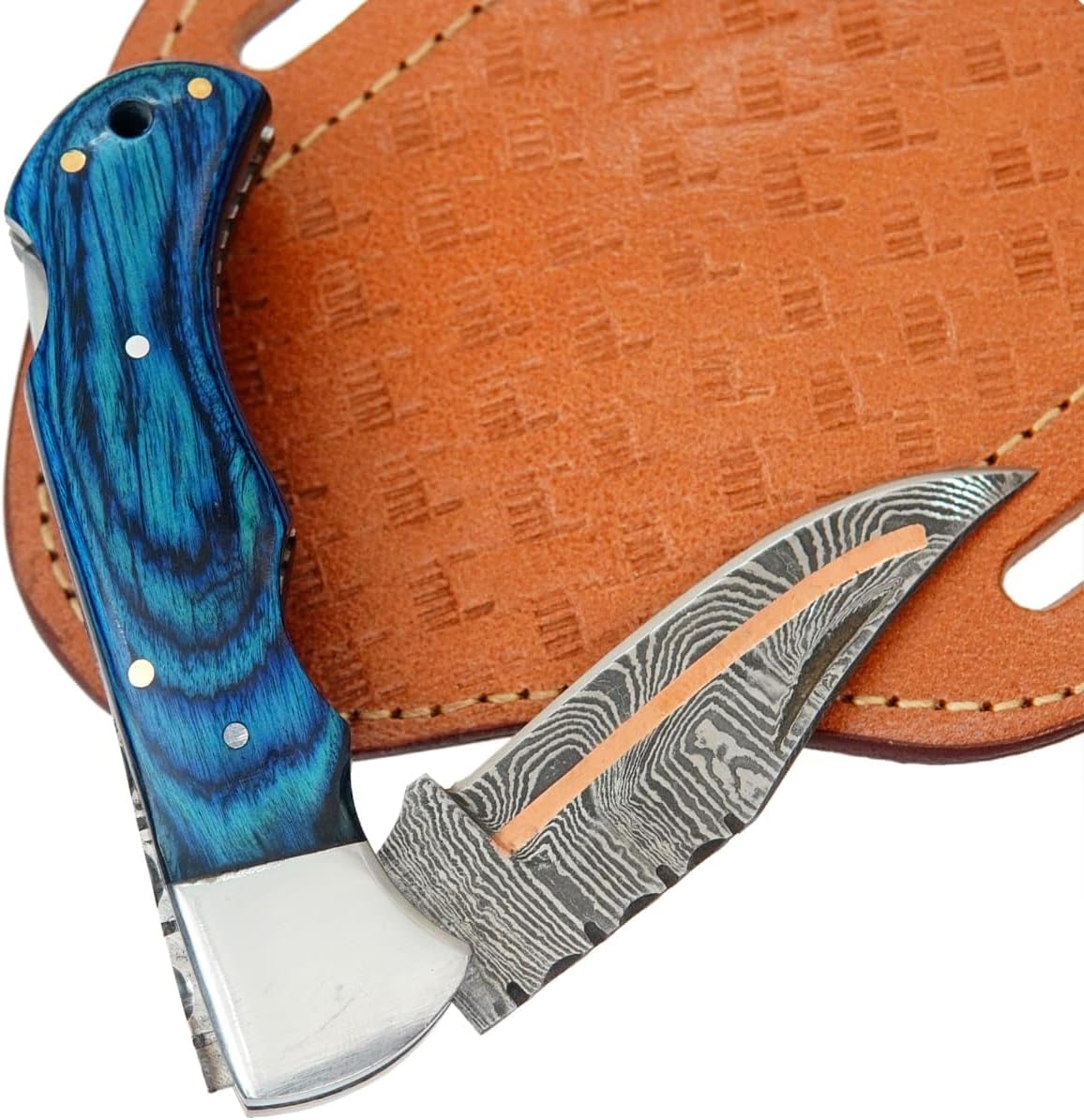 copper damascus pocket knife handmade folding edc tool mega blades copper damascus pocket knife handmade folding edc tool mega blades