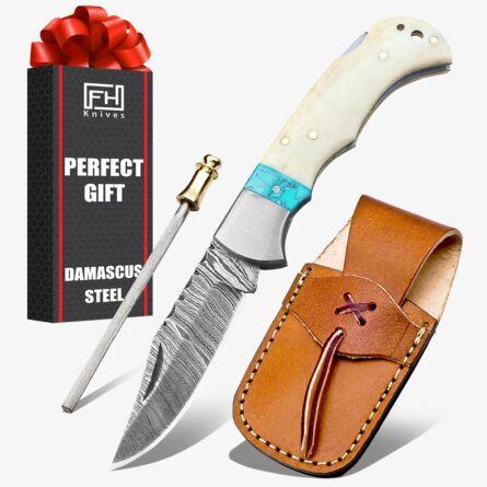 handmade damascus pocket knife with clip – outdoor edc knife mega blades