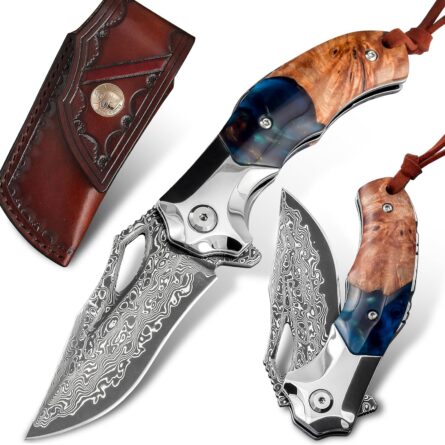 damascus pocket knife – handmade vg10 folding knife for men mega blades