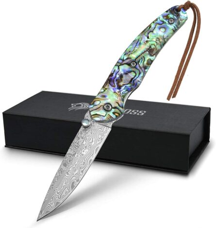 nedfoss damascus pocket knife – handmade folding knife gift mega blades