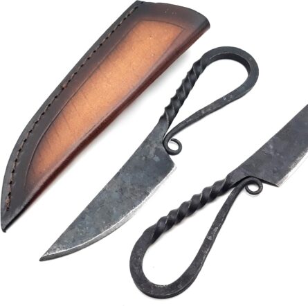 handmade viking pocket knife carbon steel with leather sheath mega blades