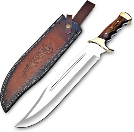 large bowie knife 18” handmade d2 steel with leather sheath mega blades