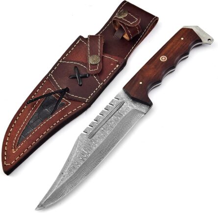 damascus hunting knife 12 inch handmade bowie knife sheath mega blades