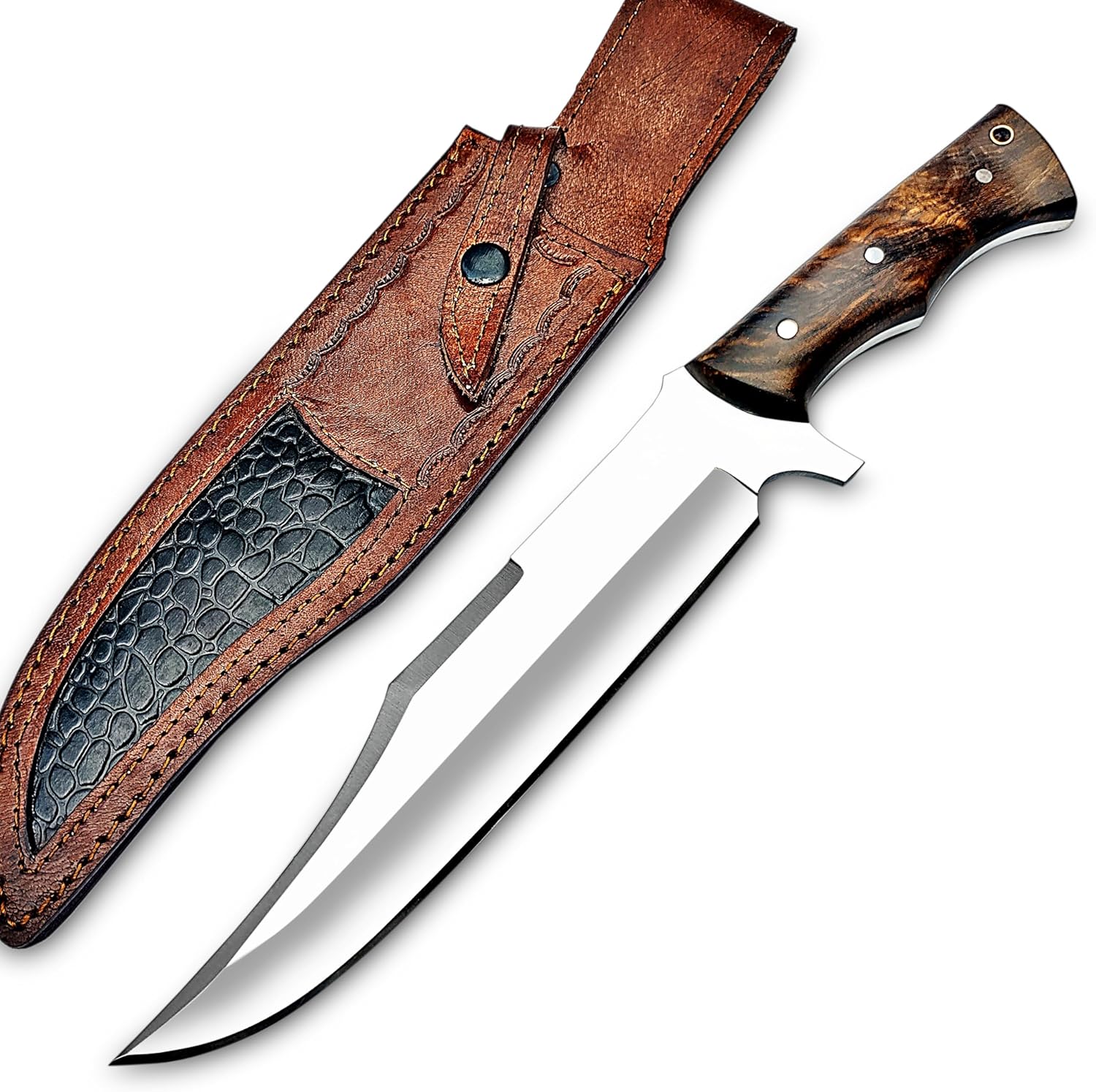 d2 steel bowie knife 14 inch full tang with wood handle & sheath mega blades d2 steel bowie knife 14 inch full tang with wood handle & sheath mega blades
