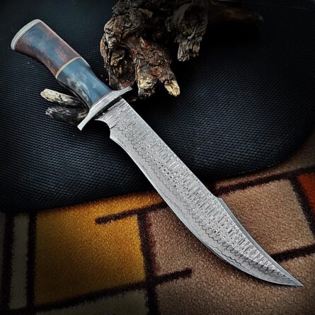 handmade damascus steel bowie knife 15” full tang hunting tool mega blades