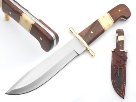 handmade d2 steel bowie knife full tang hunting with sheath mega blades