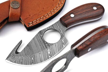 bushcraft handmade damascus steel hunting knife with gut hook mega blades