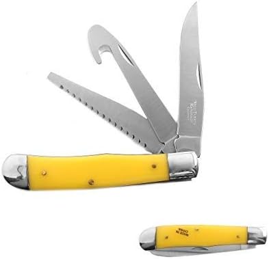 wild turkey gentleman's gut hook pocket knife slim yellow mega blades