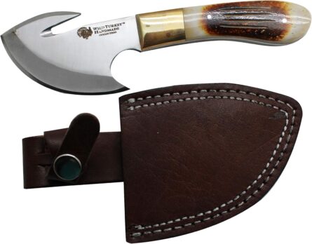 wild turkey handmade knife gut hook fixed blade skinner mega blades