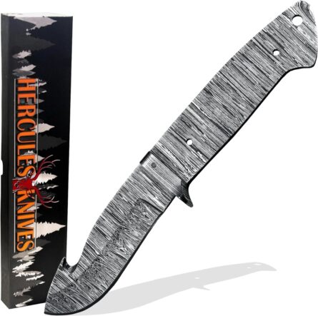 damascus steel blank blade gut hook knife hand forged diy mega blades