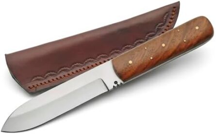 full tang hunting knife 8 inch with burlwood handle | mega blades