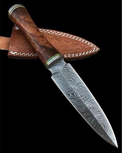 handmade damascus steel knife with rose wood handle | mega blades