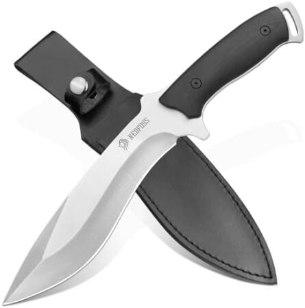 full tang hunting knife w/ leather sheath | mega blades