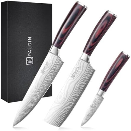 3 piece high carbon stainless steel chef knife set | mega blades