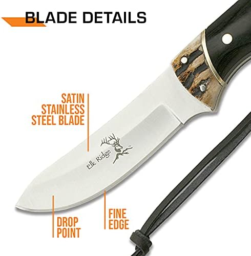 fixed blade knife stainless steel jig bone & wood handle | mega blades fixed blade knife stainless steel jig bone & wood handle | mega blades