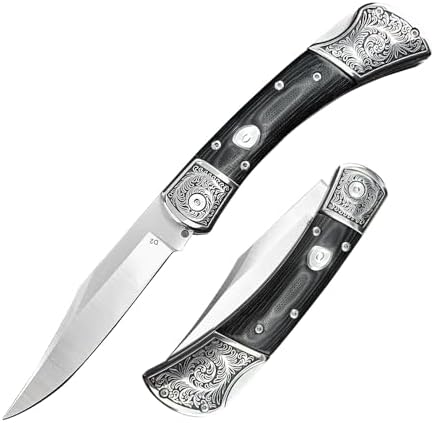 d2 steel folding pocket knife w/ sheath | mega blades