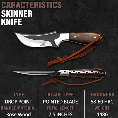 handcrafted cowboy hunting knife with leather sheath | mega blades handcrafted cowboy hunting knife with leather sheath | mega blades