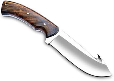 handmade d2 steel gut hook knife with wood handle | mega blades