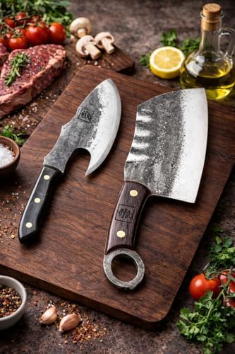 vikings duo butcher & cleaver knife set – high carbon steel | mega blades