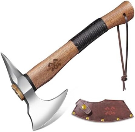 survival axe – high carbon steel blade walnut handle | mega blades
