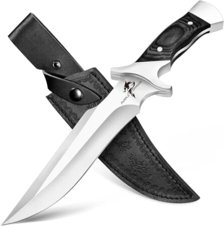 fixed blade knife with sheath 6 inch 440c steel bushcraft | mega blades