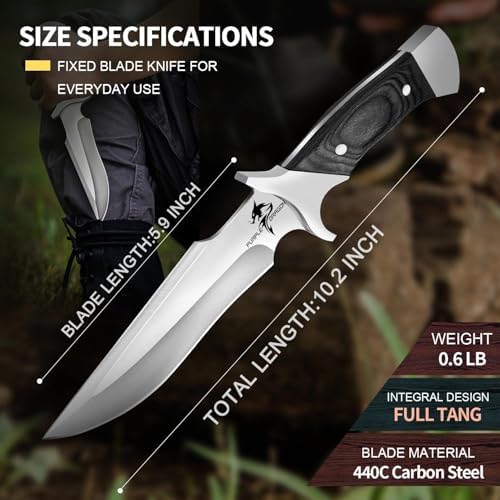 fixed blade knife with sheath 6 inch 440c steel bushcraft | mega blades fixed blade knife with sheath 6 inch 440c steel bushcraft | mega blades