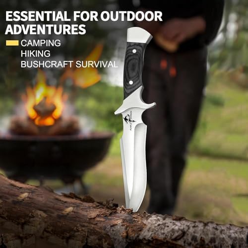 fixed blade knife with sheath 6 inch 440c steel bushcraft | mega blades fixed blade knife with sheath 6 inch 440c steel bushcraft | mega blades