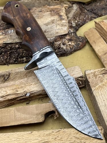 hand forged damascus steel hunting knife 5.5" blade | mega blades