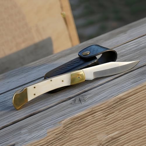 folding survival knife – ebony & camel bone handle | mega blades folding survival knife – ebony & camel bone handle | mega blades