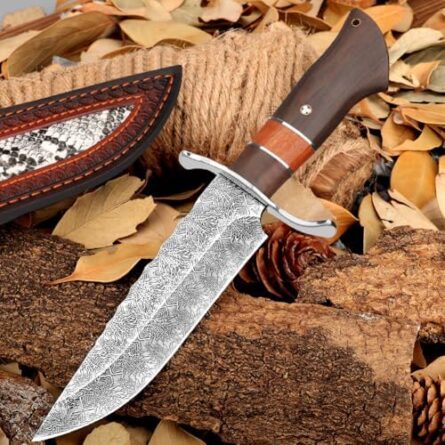 fixed blade bowie knife with leather sheath | mega blades