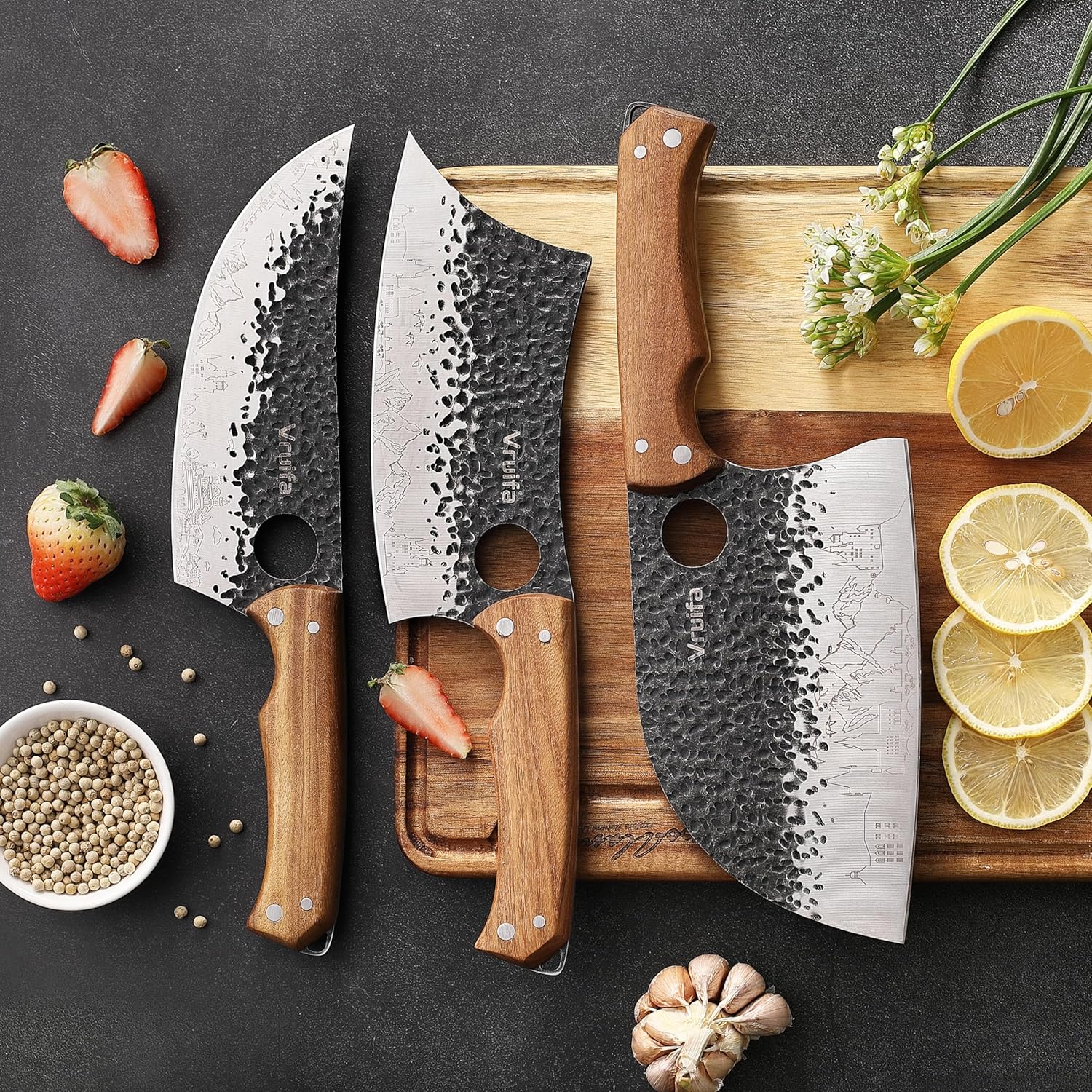 butcher knife set 3 pcs serbian cleaver viking bbq knives mega blades butcher knife set 3 pcs serbian cleaver viking bbq knives mega blades
