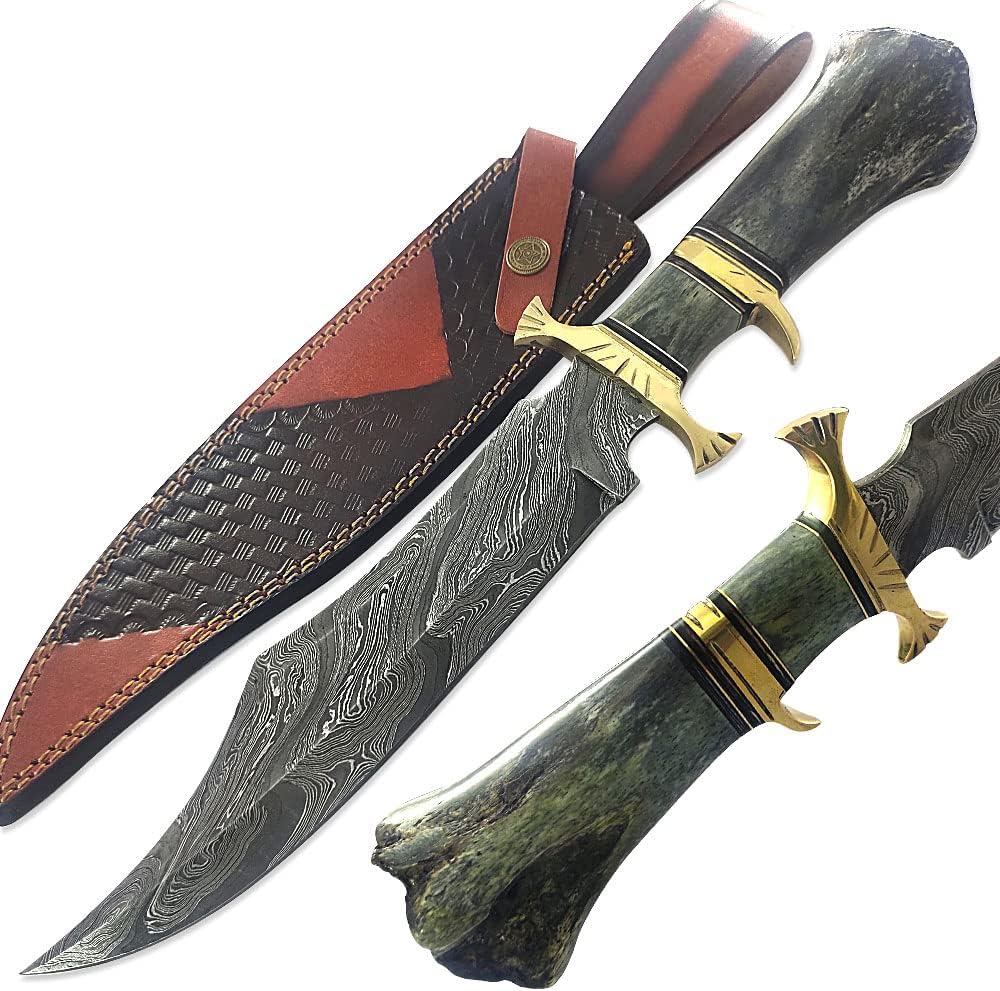 damascus hunting knife handmade double edge with sheath mega blades damascus hunting knife handmade double edge with sheath mega blades