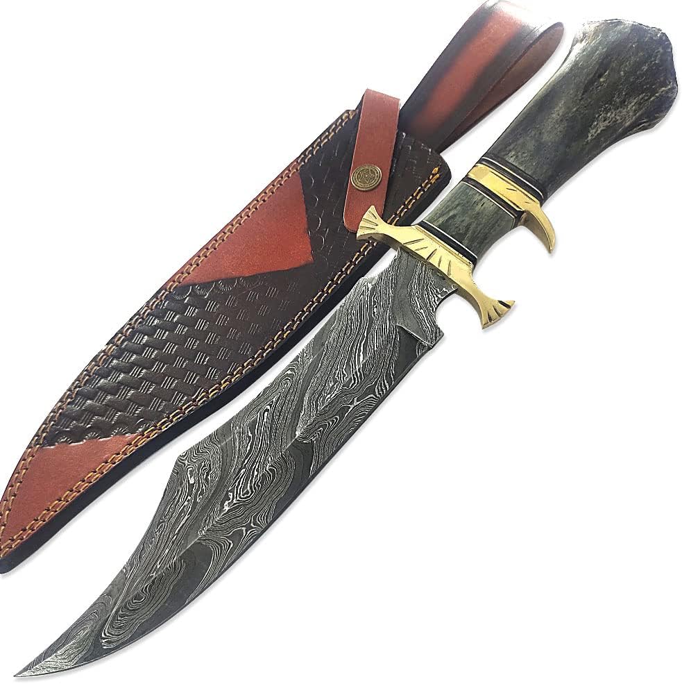 damascus hunting knife handmade double edge with sheath mega blades damascus hunting knife handmade double edge with sheath mega blades