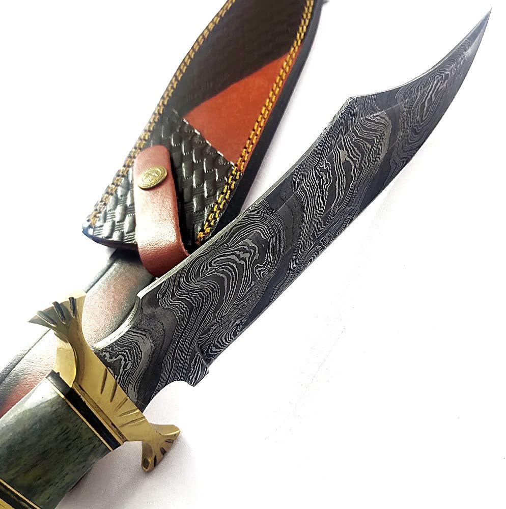 damascus hunting knife handmade double edge with sheath mega blades damascus hunting knife handmade double edge with sheath mega blades