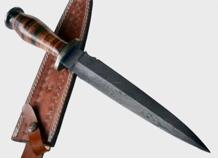 damascus knife handmade custom dagger with leather sheath mega blades
