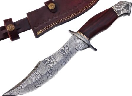 handmade damascus hunting knife 13" with rosewood handle mega blades