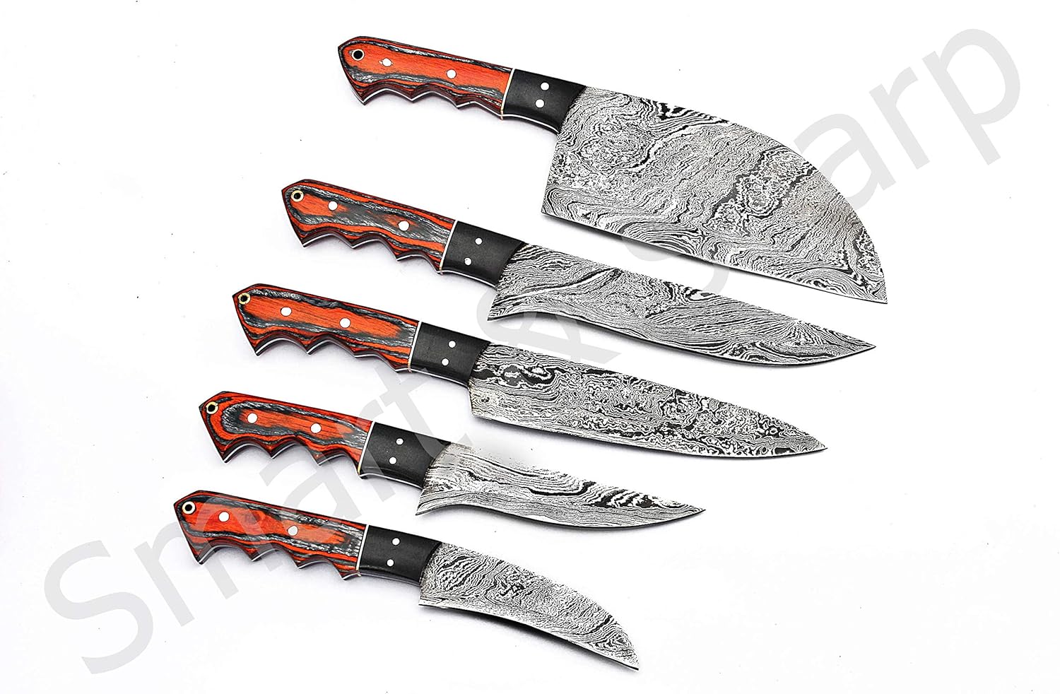 handmade damascus chef knives set 5 pieces with wood handles mega blades handmade damascus chef knives set 5 pieces with wood handles mega blades