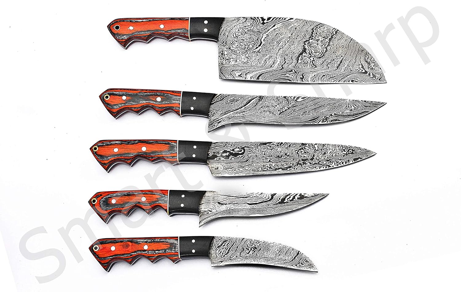 handmade damascus chef knives set 5 pieces with wood handles mega blades handmade damascus chef knives set 5 pieces with wood handles mega blades
