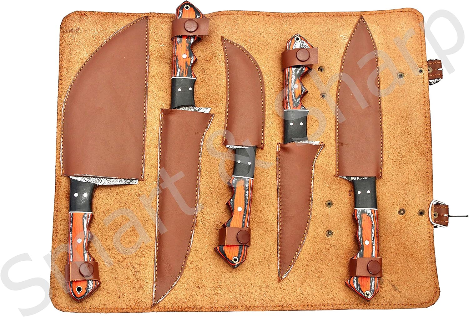 handmade damascus chef knives set 5 pieces with wood handles mega blades handmade damascus chef knives set 5 pieces with wood handles mega blades