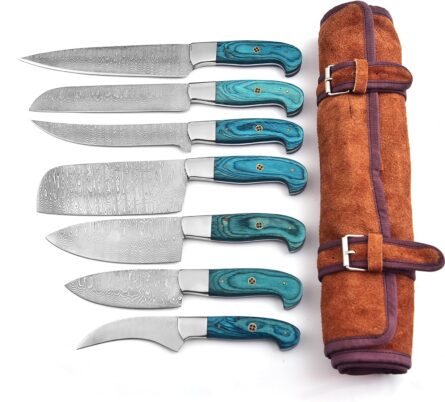 fyncut 7pcs damascus knife set high carbon stainless steel mega blades