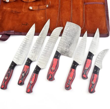 fyncut 7 piece damascus knife set rust proof stainless steel mega blades