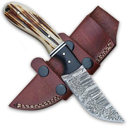 handmade full tang damascus hunting knife with stag handle mega blades
