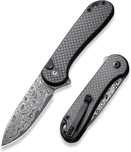 civivi damascus pocket knife – 2.96" flipper blade edc knife mega blades