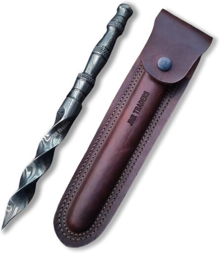 damascus tri edge knife handmade full tang spiral blade mega blades