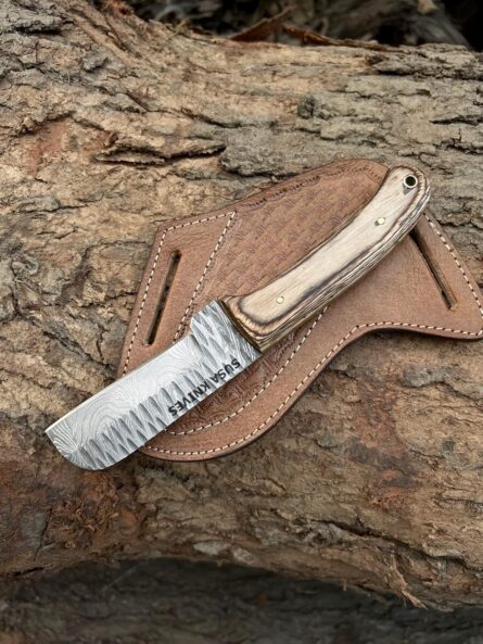 damascus bull cutter knife handmade full tang with sheath mega blades