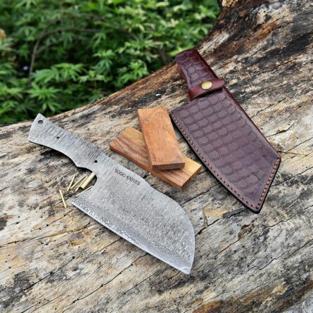 damascus knife kit diy handmade steel blade with sheath mega blades