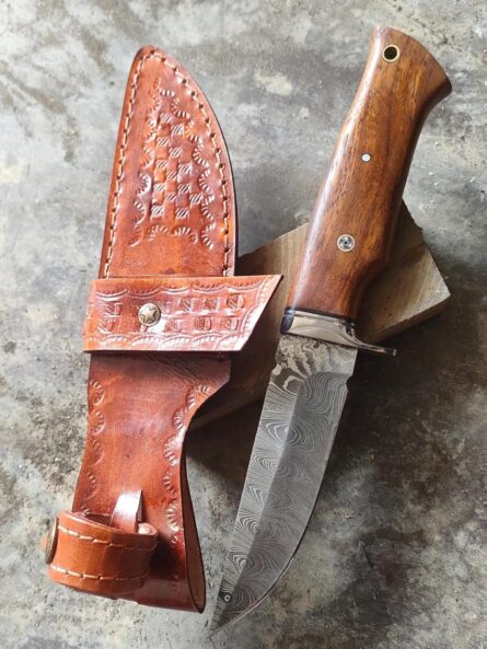 damascus skinner knife handmade fixed blade with sheath mega blades
