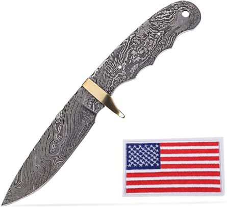 damascus hunting knife blank 9 inch full tang blade for diy mega blades